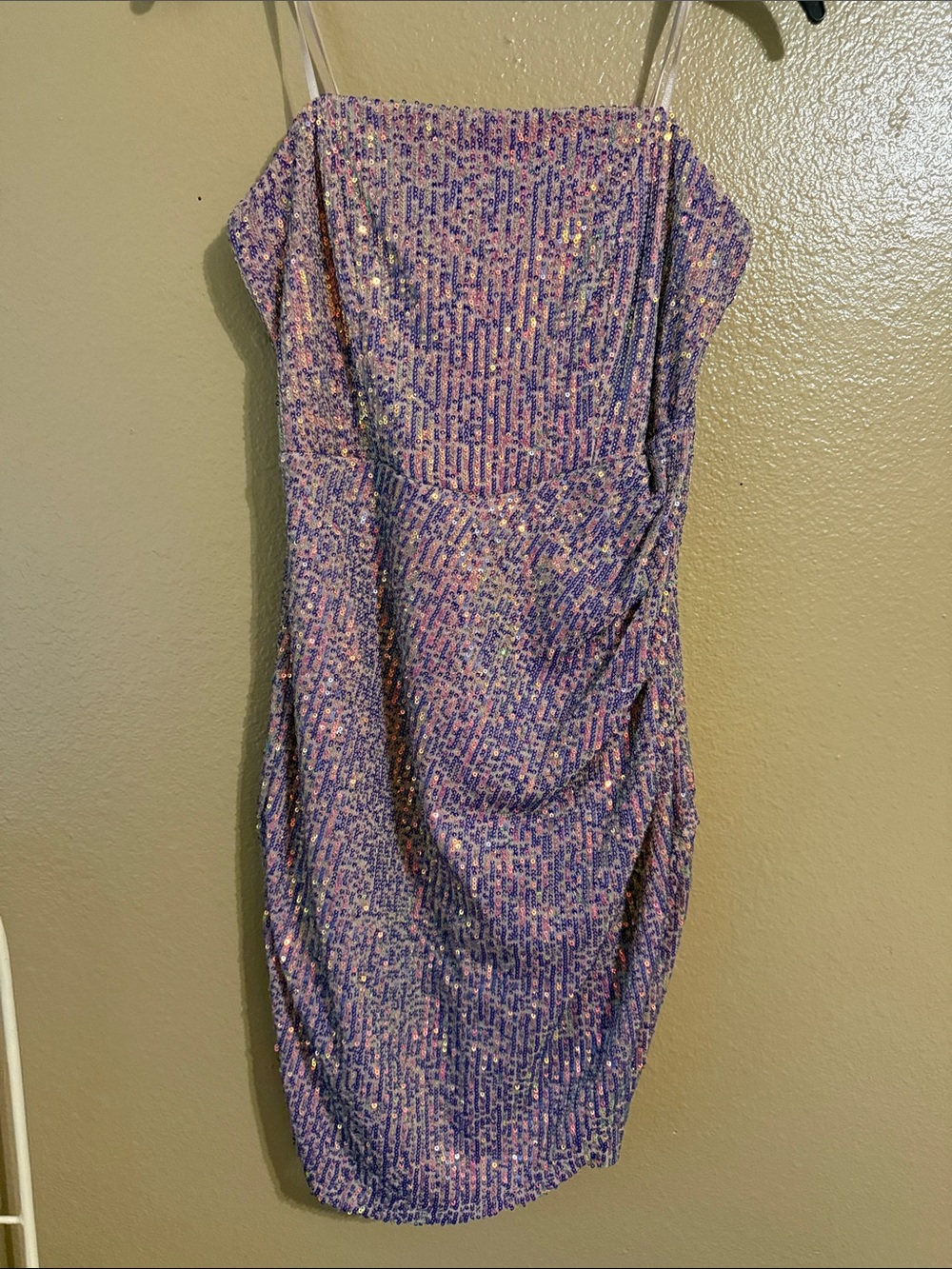 Honey and Rosie Lavender Sequin Strapless Dress